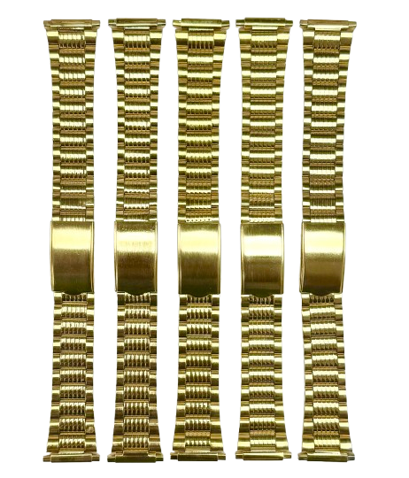 Load image into Gallery viewer, 16-22MM Textured Oyster Style Gold Tone Stainless Steel Band with fold-over clasp
