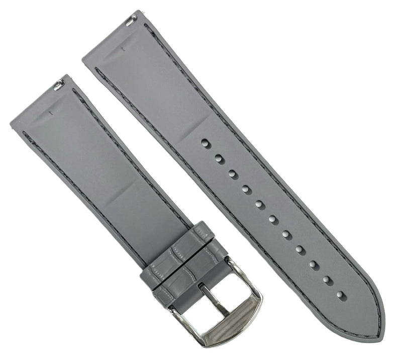 Load image into Gallery viewer, 20-22mm New FKM Fluorine Rubber, Gray Watch Band with Alligator Grain
