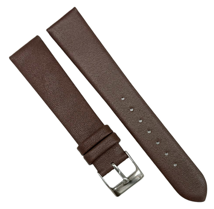 Genuine Leather Fine-Grained Brown MOVADO Watch Band, 14-22 MM, Regular