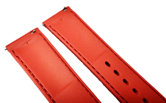 20-22mm New FKM Fluorine Rubber, Red Watch Band with Alligator Grain