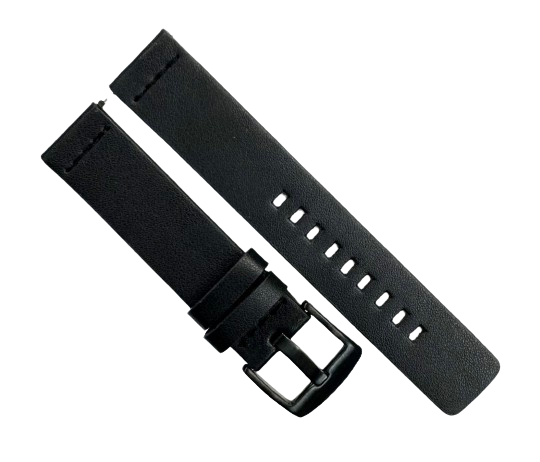 New Watch Band, Movado Style, Black color, Plain Genuine Leather 20MM, easy pin