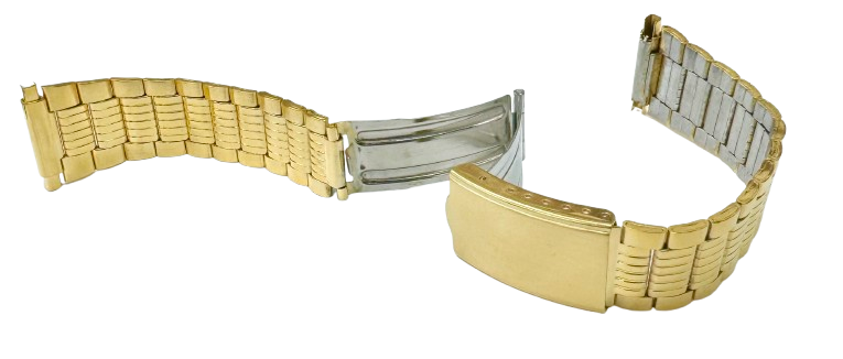 Load image into Gallery viewer, 16-22MM Textured Oyster Style Gold Tone Stainless Steel Band with fold-over clasp
