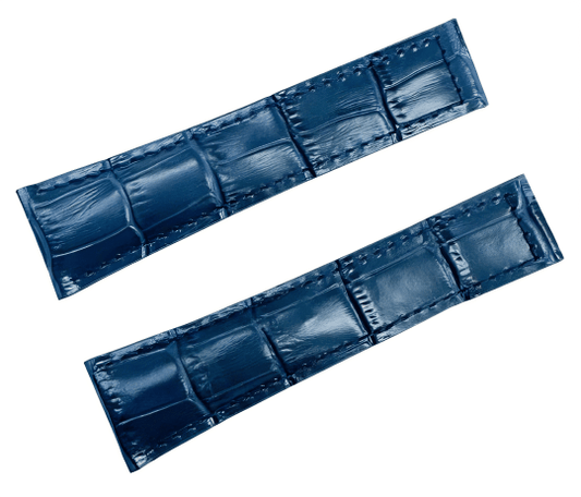 22mm Blue Alligator Grain Genuine Leather Watch Band with Padded - Universal Jewelers & Watch Tools Inc.