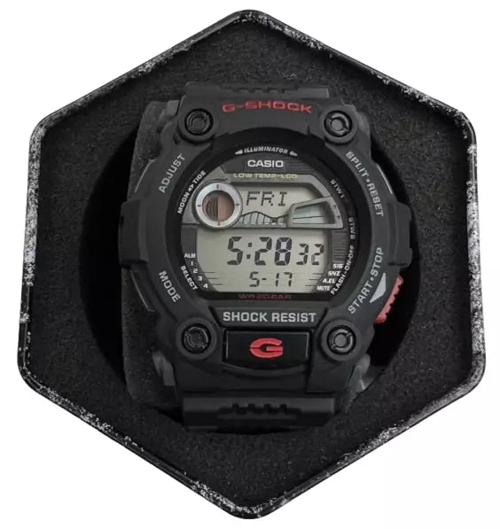 Load image into Gallery viewer, Men’s Casio G7900-1 Digital Tide Graph Resin Black/Red Sport Watch
