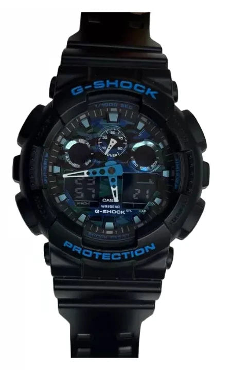 Men’s G-SHOCK Watch GA-100CB-1A Camouflage Dial Blue & Black Quartz