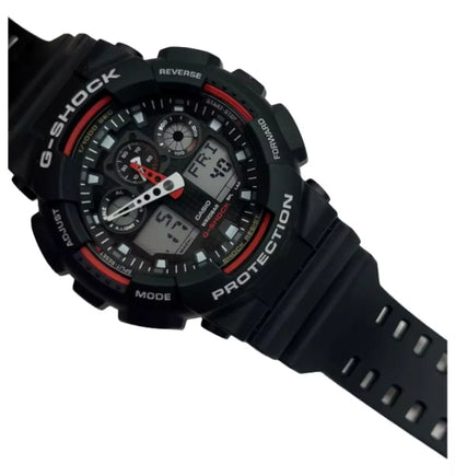 Men’s Casio G-SHOCK Model: GA100-1A4 Digital Resin Sport Red & Black Wristwatch