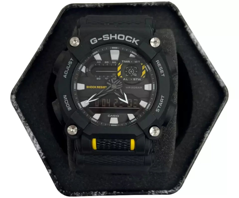 Load image into Gallery viewer, Men’s Casio G-SHOCK Model: GA900-1A Resin Sport Black &amp; Yellow Wristwatch
