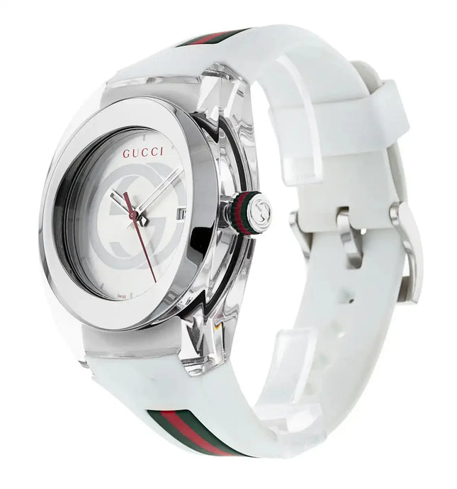 GUCCI SYNC YA137102 Men's White Dial Watch – Swiss Quartz with Original Box & Booklet