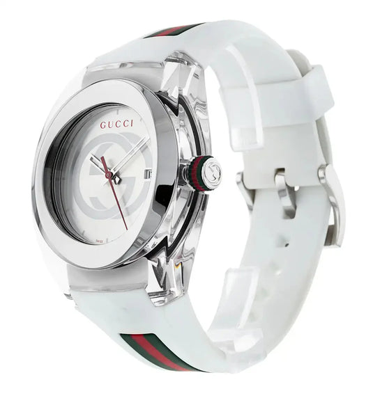 GUCCI SYNC YA137102 Men's White Dial Watch – Swiss Quartz with Original Box & Booklet