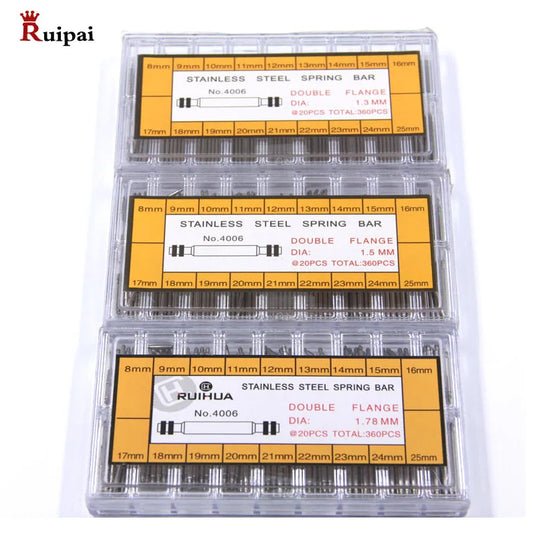 RUIPAI 360pcs 1.3/1.5/1.78mm  Stainless Steel Watch Strap Spring Bar Set  [8-25mm]