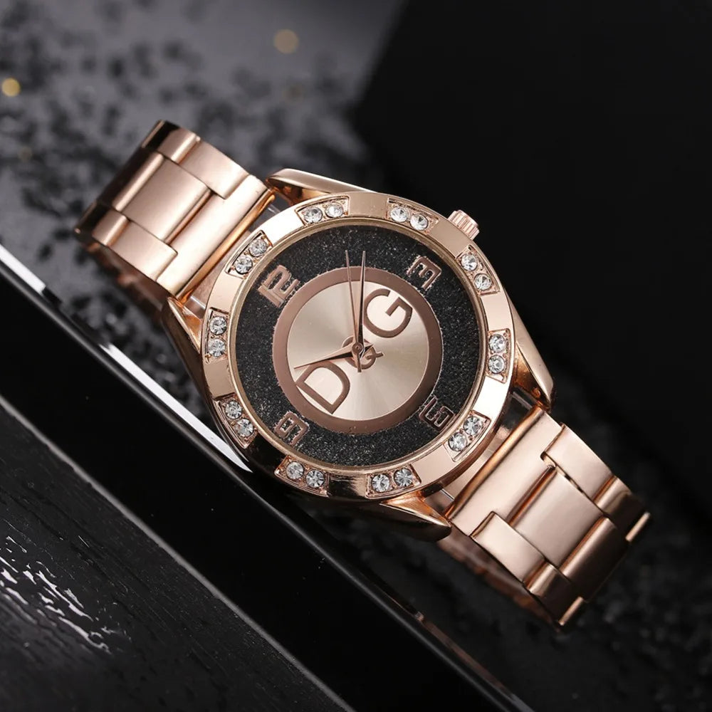 Women's Watches Luxury Brand Fashion Rhinestone Stainless Steel Quartz Ladies Wristwatches Reloj Mujer Best Selling Montre