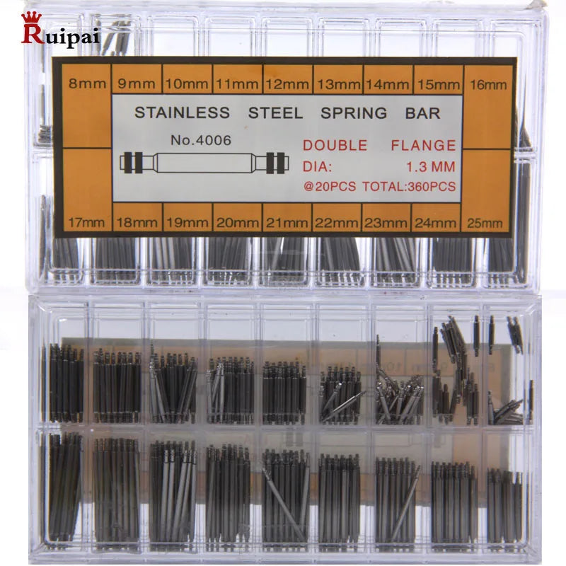 Load image into Gallery viewer, RUIPAI 360pcs 1.3/1.5/1.78mm  Stainless Steel Watch Strap Spring Bar Set  [8-25mm]
