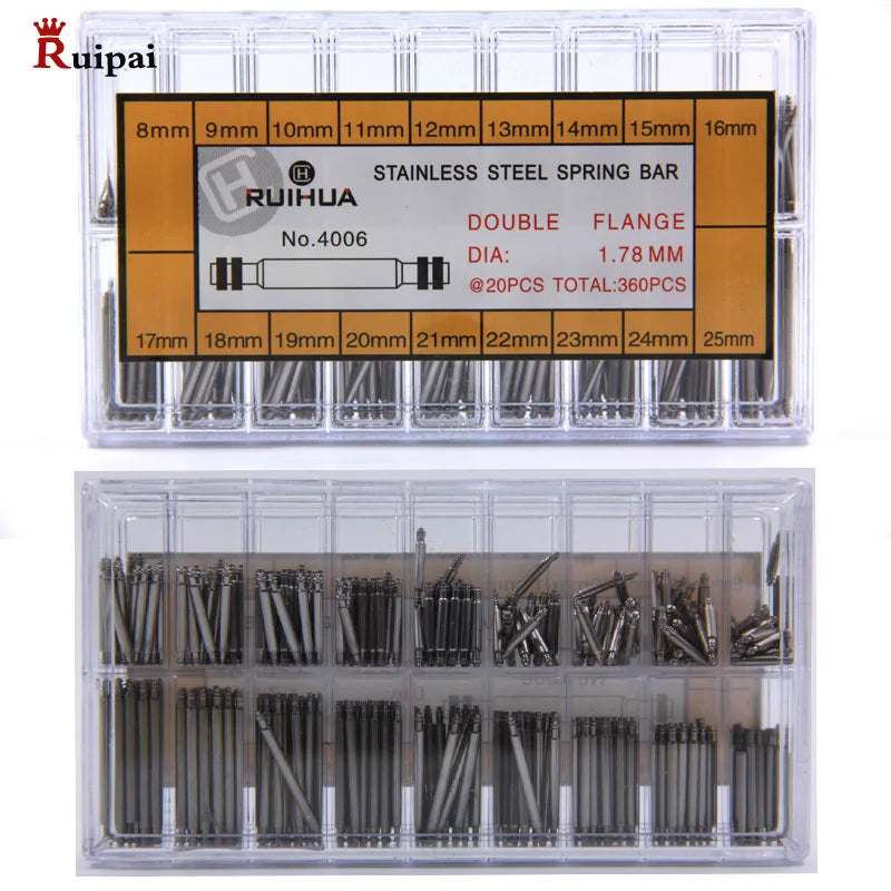 Load image into Gallery viewer, RUIPAI 360pcs 1.3/1.5/1.78mm  Stainless Steel Watch Strap Spring Bar Set  [8-25mm]
