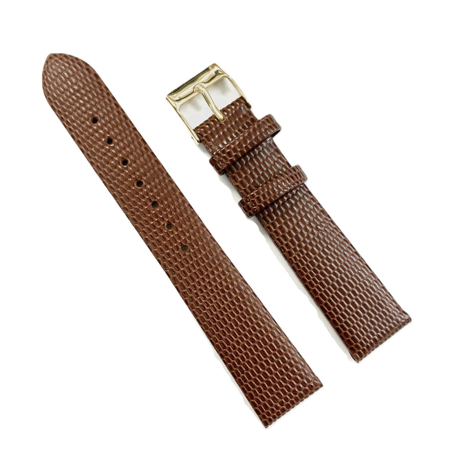 WATCH BAND GENUINE LEATHER LIZARD BROWN 18x16MM/LONG/REGULAR/SHORT TOP QUALITY