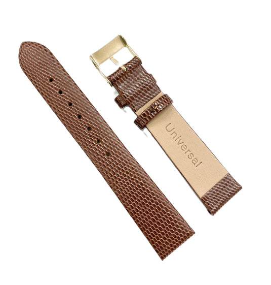 WATCH BAND GENUINE LEATHER LIZARD BROWN 18x16MM/LONG/REGULAR/SHORT TOP QUALITY