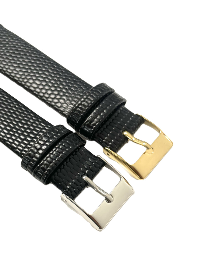 Load image into Gallery viewer, WATCH BAND GENUINE LEATHER LIZARD BLACK 18x14MM/LONG/REGULAR/SHORT TOP QUALITY
