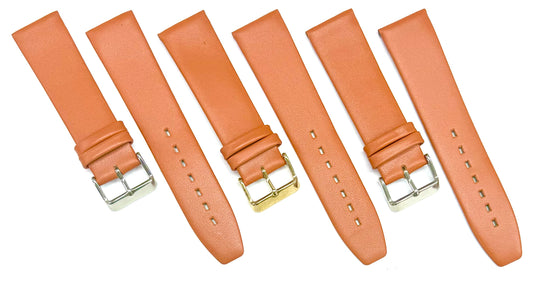 (18-24) mm Genuine Leather Plain Tan Color, Flat & Unstitched Watch Band