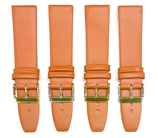 (18-24) mm Genuine Leather Plain Tan Color, Flat & Unstitched Watch Band