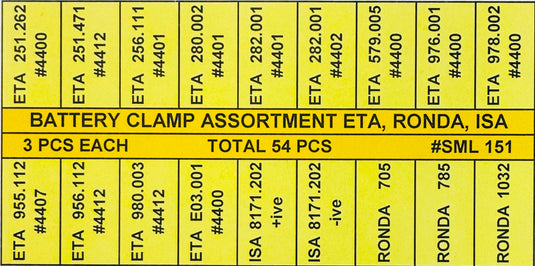 54 Pcs Battery Clamp Assortment for ETA, RONDA & ISA Movements