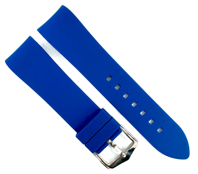 Load image into Gallery viewer, 18-24mm Blue Color Curve-end Plain Soft Silicon Rubber Watch Band
