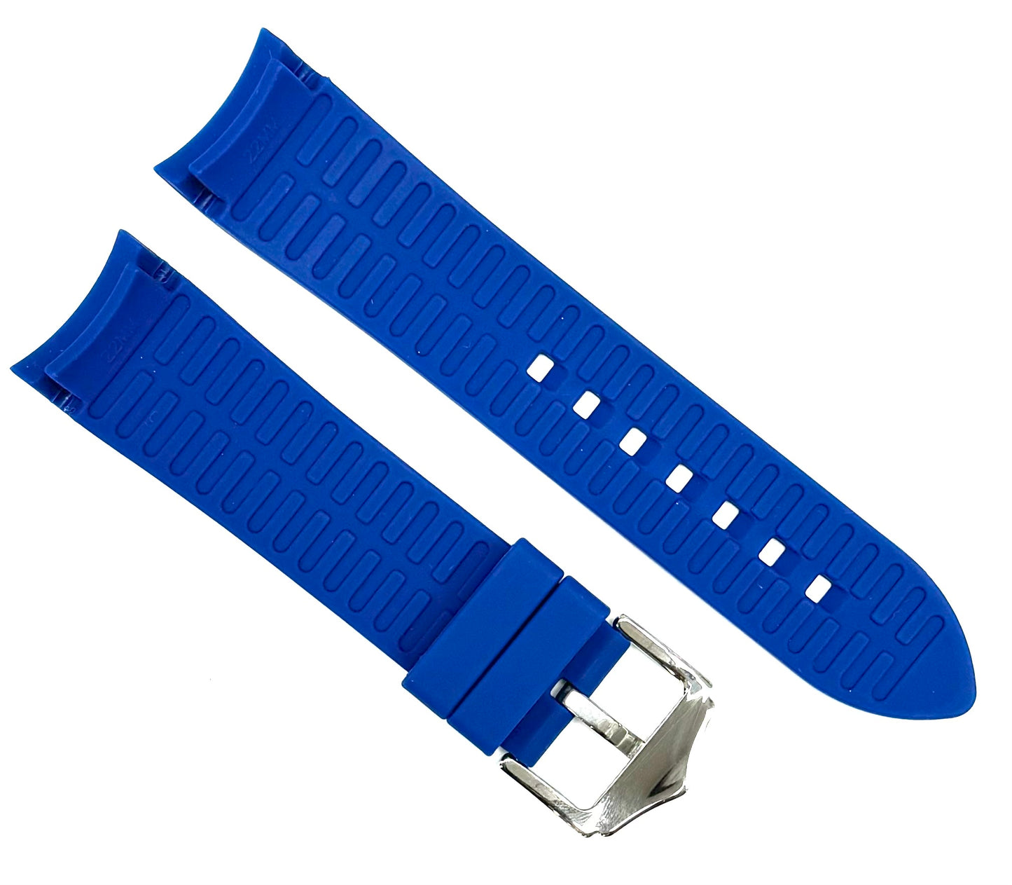 18 - 24mm Blue Color Curve - end Plain Soft Silicon Rubber Watch Band - Universal Jewelers & Watch Tools Inc.
