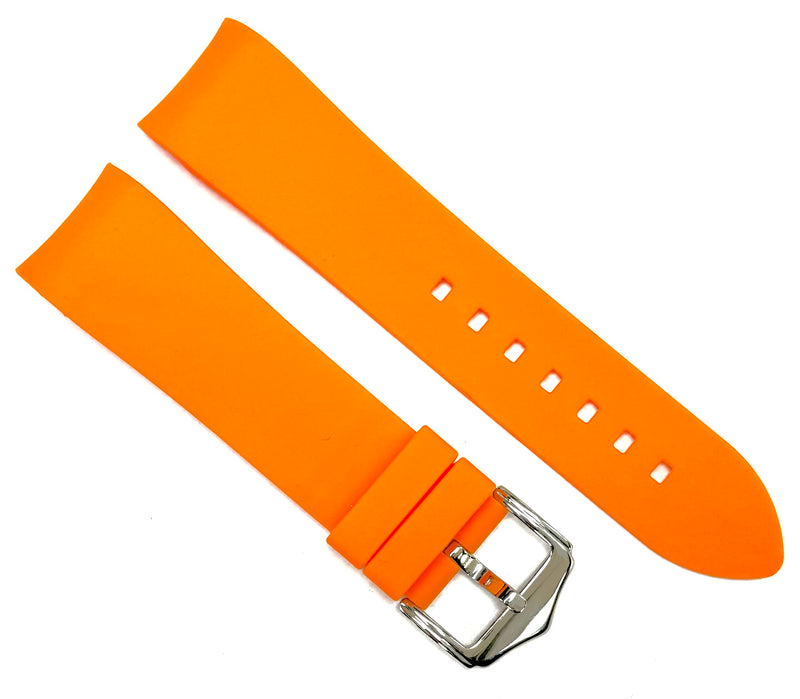 Load image into Gallery viewer, 18-24mm Orange Color Curve-end Plain Soft Silicon Rubber Watch Band
