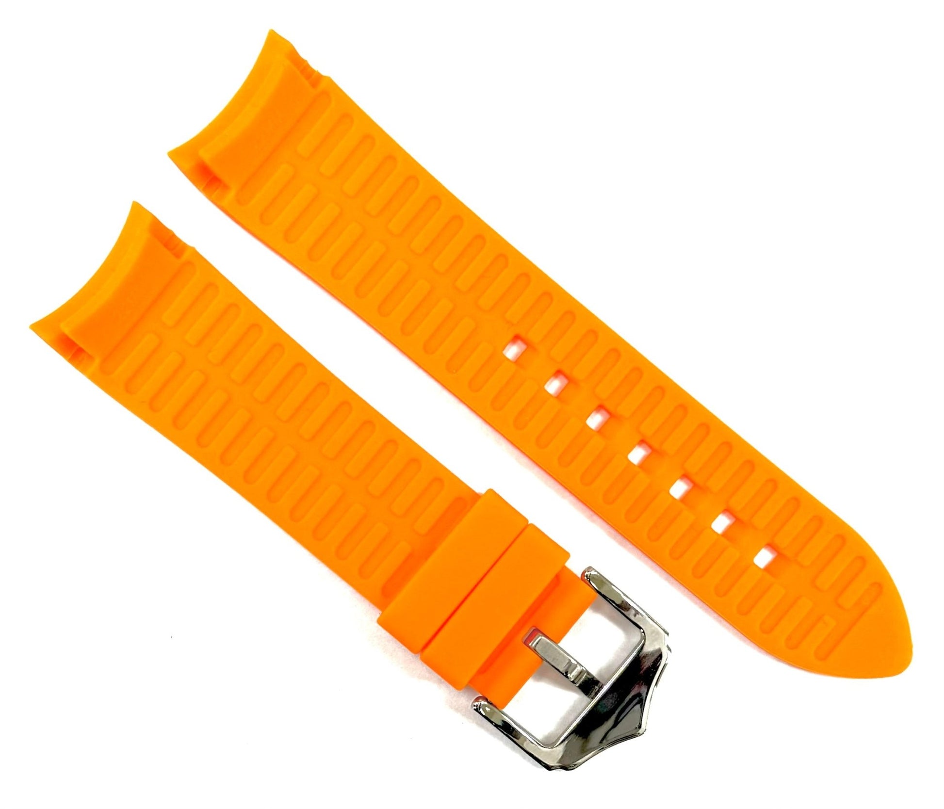 18 - 24mm Orange Color Curve - end Plain Soft Silicon Rubber Watch Band - Universal Jewelers & Watch Tools Inc.