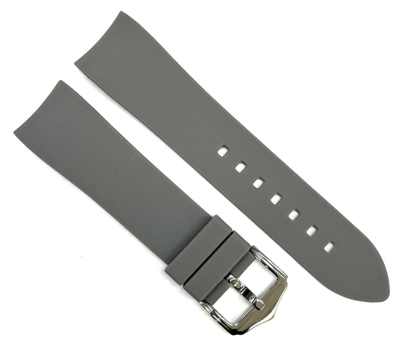 Load image into Gallery viewer, 18-24mm Gray Color Curve-end Plain Soft Silicon Rubber Watch Band
