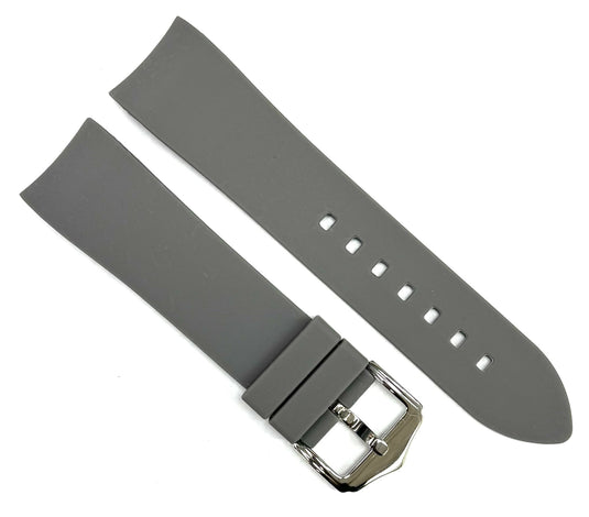 18-24mm Gray Color Curve-end Plain Soft Silicon Rubber Watch Band