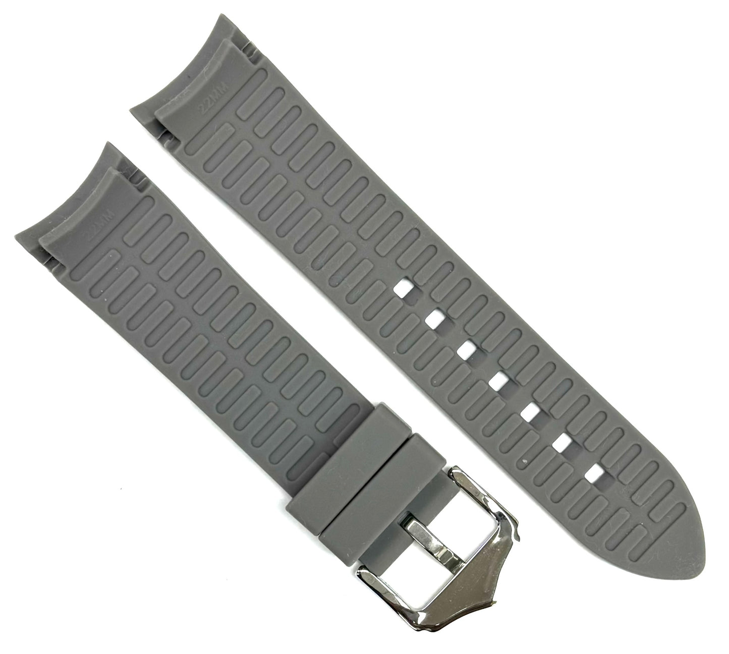 18 - 24mm Gray Color Curve - end Plain Soft Silicon Rubber Watch Band - Universal Jewelers & Watch Tools Inc.