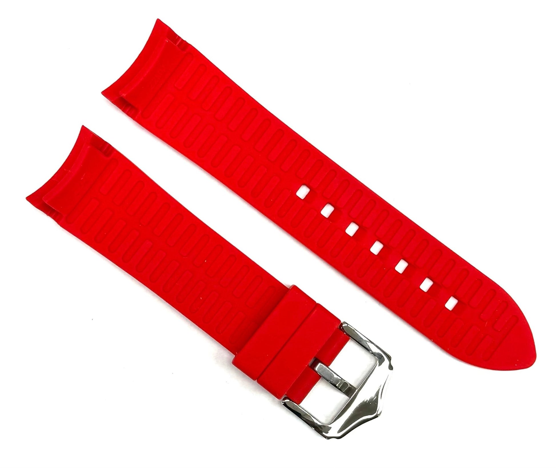 18 - 24mm Red Color Curve - end Plain Soft Silicon Rubber Watch Band - Universal Jewelers & Watch Tools Inc.