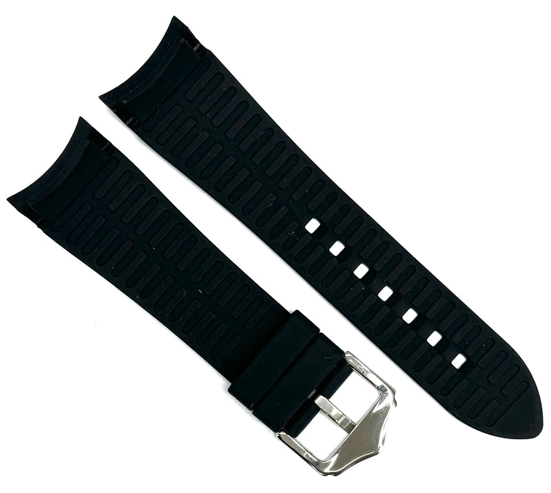 Load image into Gallery viewer, 18-24mm Black Color Curve-end Plain Soft Silicon Rubber Watch Band
