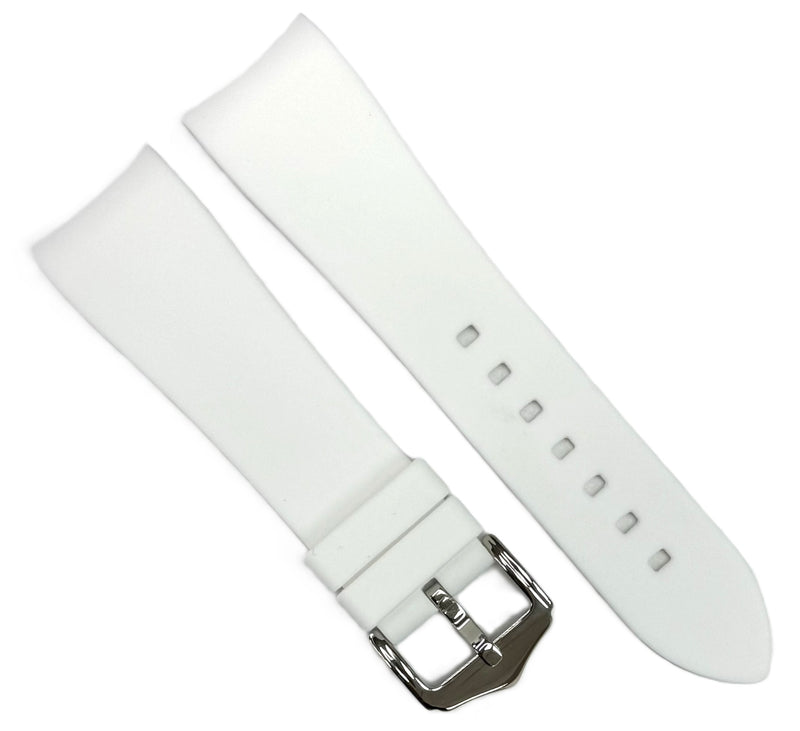 Load image into Gallery viewer, 18-24mm White Color Curve-end Plain Soft Silicon Rubber Watch Band
