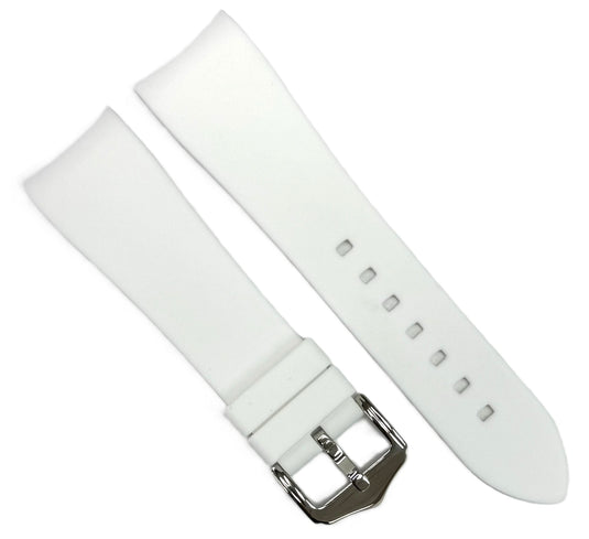 18-24mm White Color Curve-end Plain Soft Silicon Rubber Watch Band