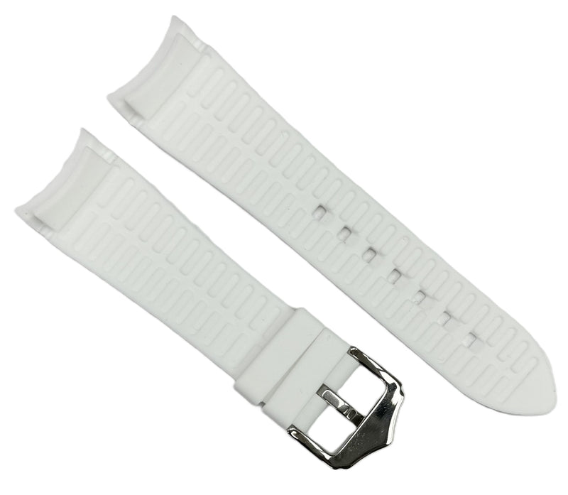 Load image into Gallery viewer, 18-24mm White Color Curve-end Plain Soft Silicon Rubber Watch Band
