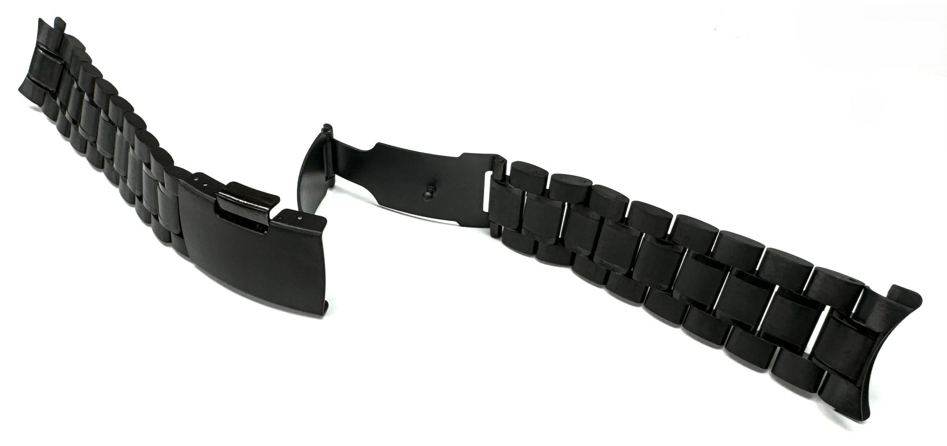 24mm Curved - End Black Oyster Style with 2 - Line Textured Stainless Steel Watch Band - Universal Jewelers & Watch Tools Inc.