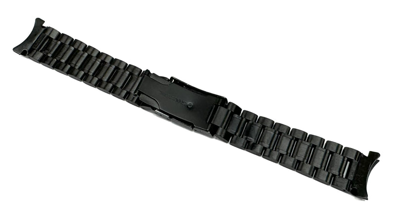 Load image into Gallery viewer, 24mm Curved-End Black Oyster Style with 2-Line Textured Stainless Steel Watch Band
