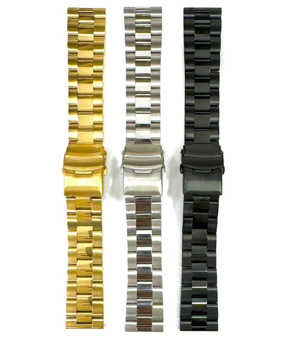 22mm Convertible-Ends Middle-Bold Oyster Stainless Steel Watch Band