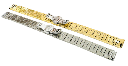 12mm Convertible-Ends Stylish 7-Link Stainless Steel Watch Band for Branded Watches