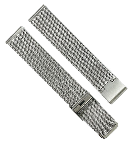 18mm Milanese Mesh Stainless Steel Watch Band, Silver Color