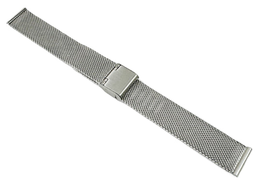 18mm Milanese Mesh Stainless Steel Watch Band, Silver Color