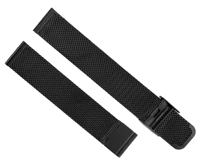 18mm Milanese Mesh Stainless Steel Watch Band, Black Color