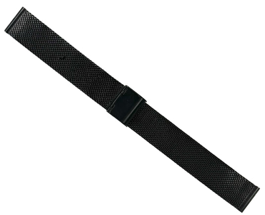 18mm Milanese Mesh Stainless Steel Watch Band, Black Color