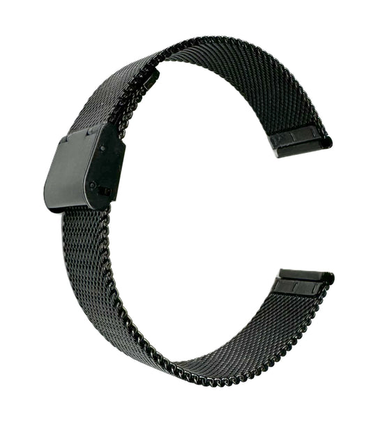 18mm Milanese Mesh Stainless Steel Watch Band, Black Color