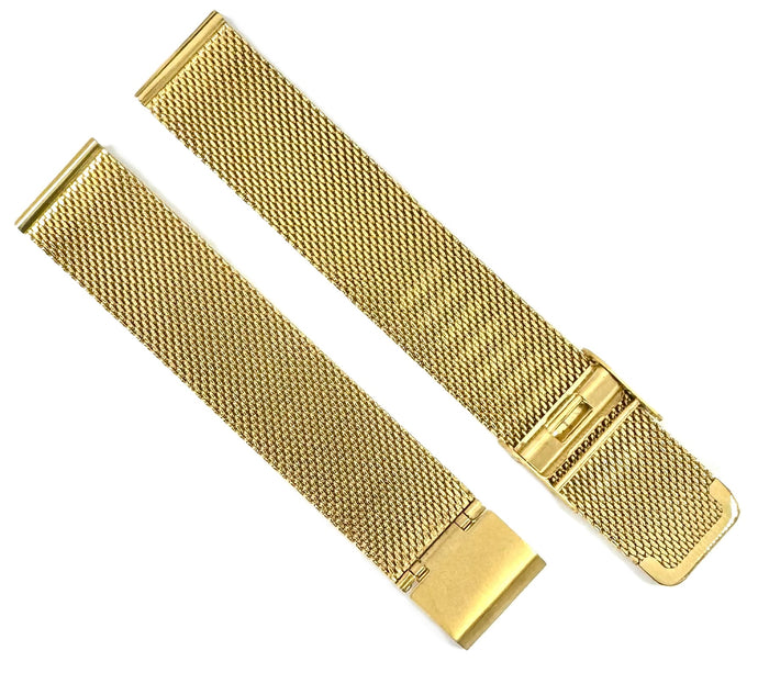 18mm Milanese Mesh Stainless Steel Watch Band, Gold Color