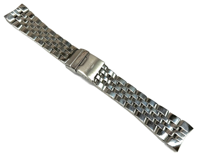 24mm Stainless Steel BREITLING Watch Band with Solid Curved-End Links