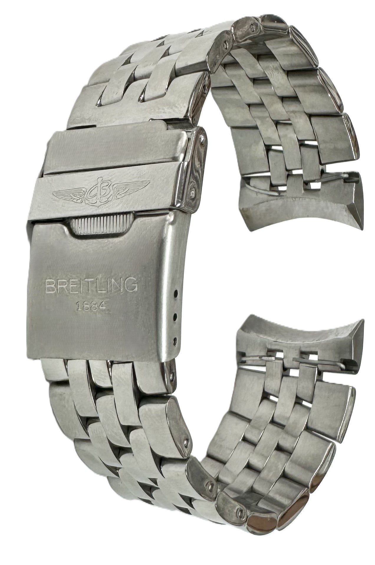 24mm Stainless Steel BREITLING Watch Band with Solid Curved - End Links - Universal Jewelers & Watch Tools Inc.