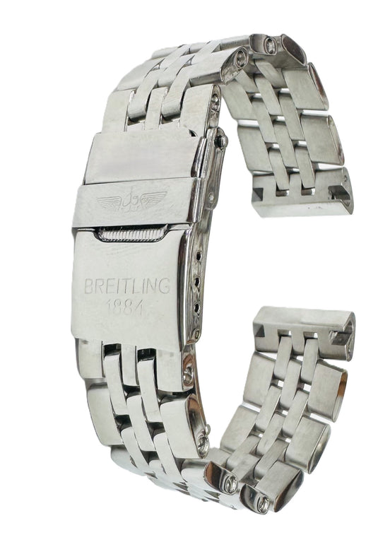 18mm Stainless Steel BREITLING Watch Band with Solid Straight-End Links