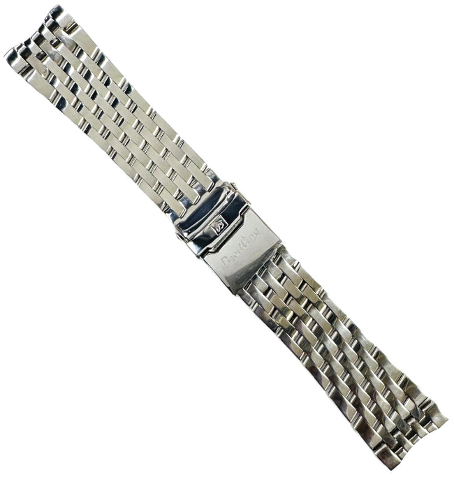 22mm, 24mm Stainless Steel BREITLING Watch Band with Solid Curved-End Links