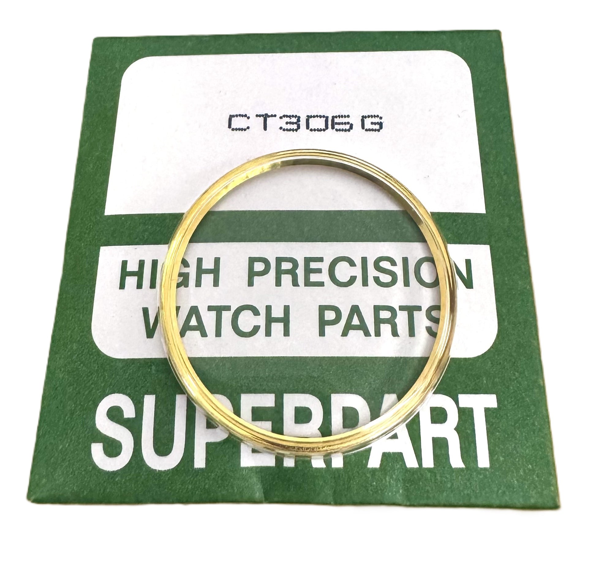 30.6mm Acrylic Crystal with Gold Tension Ring, SEIKO Style Flat Top - Universal Jewelers & Watch Tools Inc.